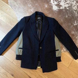 Zara Navy Pinstripe Blazer